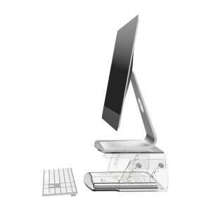 Addit monitor riser - adjustable 550, clear acrylic