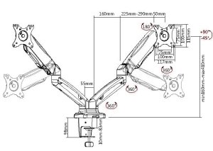 Equip 13"-27" Interactive Dual Monitor Desk Mount Bracket