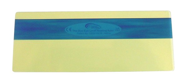 Crossbow Education coloured Duo Eye level Reading Rulers. Pack of 10 Yellow. A coloured overlay filter and text highlighter about the size of an eight-inch ruler. It is discreet and professional-looking and can be kept in a book as a bookmark for easy sto