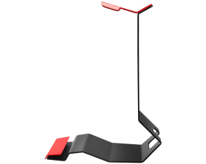 MSI HS01 Gaming Headset Stand 'Black with Red, Solid Metal Design, non slip base, Cable Organiser, Supports most headsets, Mobile holder'