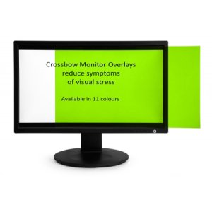 Crossbow Education Monitor Overlay Celery - 24″ Widescreen (299 x 529 mm). These overlays give a low cost screen tint that can give the user a nonadjustable approximate correction to aid their vision. Often users will require similar overlays for reading