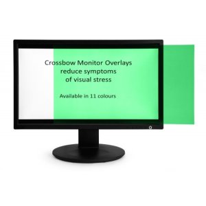 Crossbow Education Monitor Overlay Jade - 24″ Widescreen (299 x 529 mm). These overlays give a low cost screen tint that can give the user a nonadjustable approximate correction to aid their vision. Often users will require similar overlays for reading pa