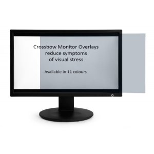 Crossbow Education Monitor Overlay Grey - 24″ Widescreen (299 x 529 mm). These overlays give a low cost screen tint that can give the user a nonadjustable approximate correction to aid their vision. Often users will require similar overlays for reading pa