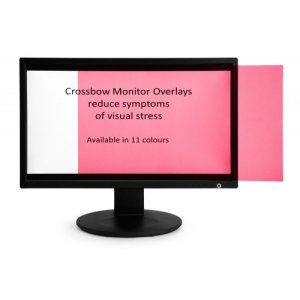 Crossbow Education Monitor Overlay Magenta - 24″ Widescreen (299 x 529 mm). These overlays give a low cost screen tint that can give the user a nonadjustable approximate correction to aid their vision. Often users will require similar overlays for reading