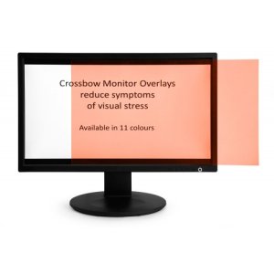 Crossbow Education Monitor Overlay Pink - 24″ Widescreen (299 x 529 mm). These overlays give a low cost screen tint that can give the user a nonadjustable approximate correction to aid their vision. Often users will require similar overlays for reading pa