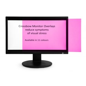 Crossbow Education Monitor Overlay Purple - 24″ Widescreen (299 x 529 mm). These overlays give a low cost screen tint that can give the user a nonadjustable approximate correction to aid their vision. Often users will require similar overlays for reading