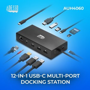 Adesso 9-IN-1 USB-C MULTIPORT DOCKING STATION SUPPORT DUAL DISPLAYPORT interface cards/adapter