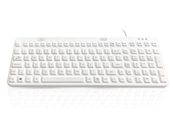 Accuratus AccuMed LUX - USB 105 Key Compact Sealed Washable IP68 Medical / Clinical Keyboard with Adjustable RED LED backlighting. Supplied by Hypertec.