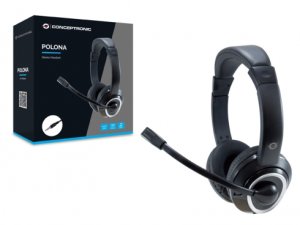 Conceptronic POLONA02B headphones/headset Wired Head-band Gaming Black