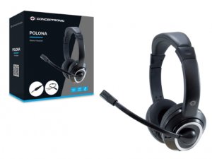 Conceptronic POLONA02BA headphones/headset Wired Head-band Gaming Black