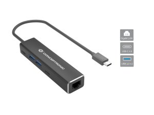 Conceptronic ABBY13B Gigabit Ethernet USB 3.2 Gen 1 Adapter with USB Hub, GbE, USB-A x 2, USB-C x 2