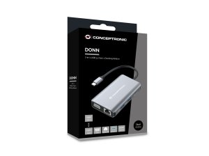 Conceptronic DONN21G laptop dock/port replicator Wired USB 3.2 Gen 1 (3.1 Gen 1) Type-C Grey