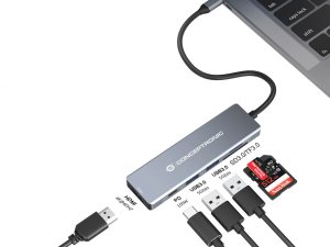 Conceptronic DONN23G 6-in-1 USB 3.2 Gen 1 Docking Station, USB 3.0 x 2, 100W USB PD, 4K 60Hz HDMI, SD, TF/MicroSD