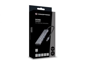 Conceptronic DONN23G 6-in-1 USB 3.2 Gen 1 Docking Station, USB 3.0 x 2, 100W USB PD, 4K 60Hz HDMI, SD, TF/MicroSD