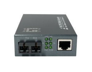 LevelOne RJ45 to SC Gigabit Media Converter, PoE PSE, Single-Mode Fiber, 20km