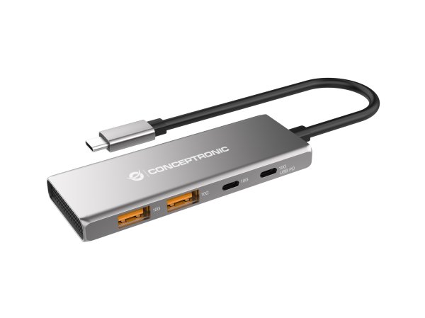 Conceptronic HUBBIES15G interface hub USB 3.2 Gen 2 (3.1 Gen 2) Type-C 10000 Mbit/s Grey