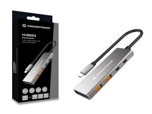 Conceptronic HUBBIES15G interface hub USB 3.2 Gen 2 (3.1 Gen 2) Type-C 10000 Mbit/s Grey