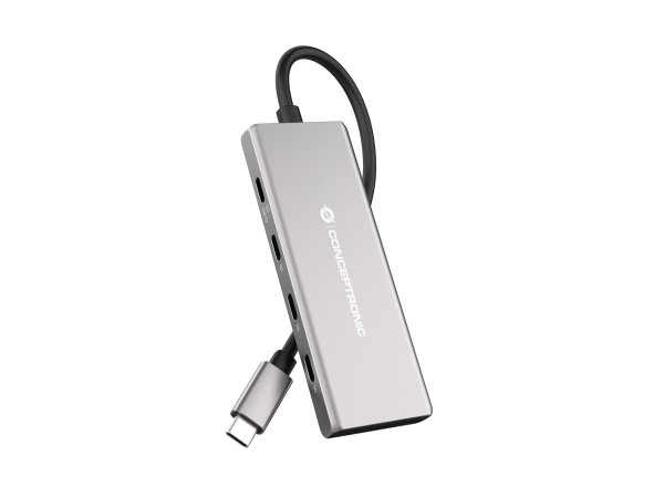 Conceptronic HUBBIES17G interface hub USB 3.2 Gen 2 (3.1 Gen 2) Type-C 10000 Mbit/s Grey