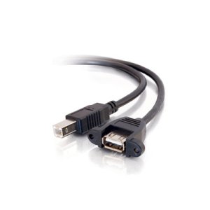 3ft USB 2.0 A Female to B Male Panel Mount Cable