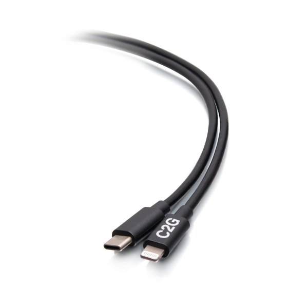 C2G 10ft (3m) USB-C® Male to Lightning Male Sync and Charging Cable - Black