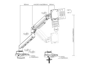 Equip 17"-49" Heavy-Duty Monitor Desk Mount Bracket, White