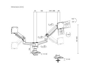 Equip 17"-35" Heavy-Duty Dual Monitor Desk Mount Bracket, Black