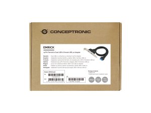 Conceptronic EMRICK11B 19 Pin Female to Dual USB-A Female USB 3.0 Adapter