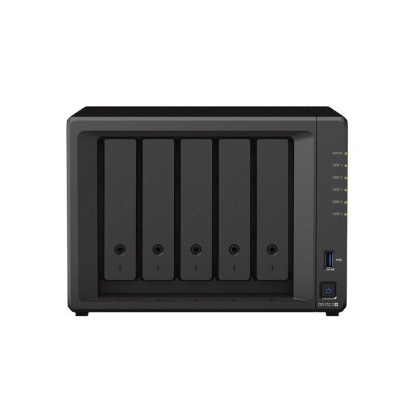 Synology DiskStation DS1522+ NAS Tower Ryzen Embedded R1600 8 GB DDR4 2.4 TB SSD DiskStation Manager Black