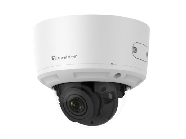 LevelOne Gemini Zoom IP Camera, 8-Mp, H.265, 802.3Af, PoE, IR Leds, Indoor/Outdoor, Two-Way Audio