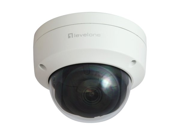 LevelOne GEMINI Fixed Dome IP Network Camera, 4-Megapixel, H.265, 802.3af PoE, IR LEDs, Indoor/Outdoor