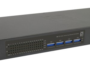 LevelOne 34-Port Fast Ethernet PoE Switch, 802.3at/af PoE, 32 PoE Outputs, 2 x Gigabit RJ45, 250W