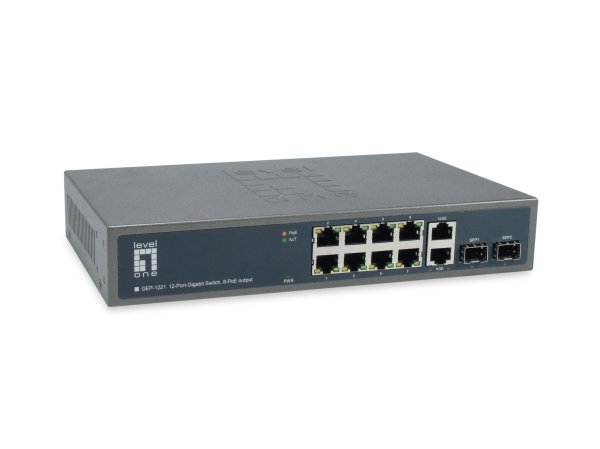 LevelOne GEP-1221 network switch Unmanaged Gigabit Ethernet (10/100/1000) Power over Ethernet (PoE) Black