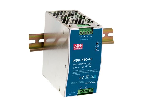 LevelOne 48V DC Industrial Power Supply, 240W, DIN-Rail, PoE Ready