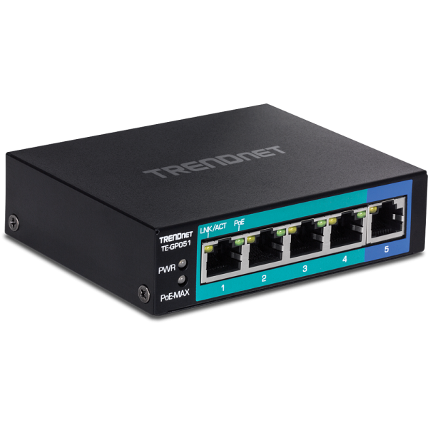 Trendnet TE-GP051 network switch Unmanaged Gigabit Ethernet (10/100/1000) Power over Ethernet (PoE) Black