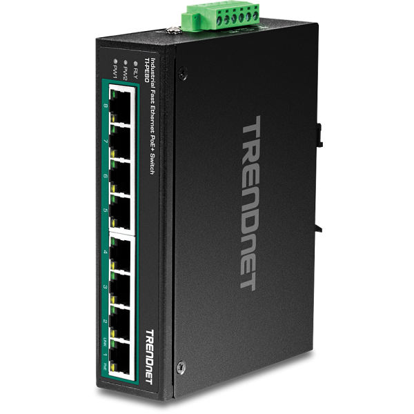 Trendnet TI-PE80 network switch Unmanaged Fast Ethernet (10/100) Power over Ethernet (PoE) Black