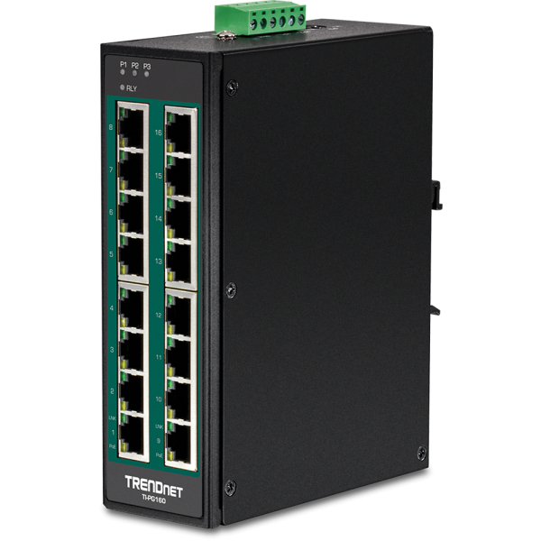 Trendnet TI-PG160 network switch Unmanaged Gigabit Ethernet (10/100/1000) Power over Ethernet (PoE) Black