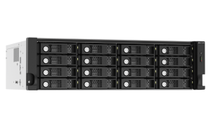 QNAP TL-R1620SEP-RP 64TB (Seagate Exos) 16-bay 3U rackmount SAS 12Gbps JBOD expansion enclosure with SAS expander; 2.5/3.5 SAS 12Gbps & SAS/SATA 6Gbps drives; 4 x SFF-8644 Mini-SAS HD ports; redundant PSU HDD/SSD enclosure Black, Grey 2.5/3.5"