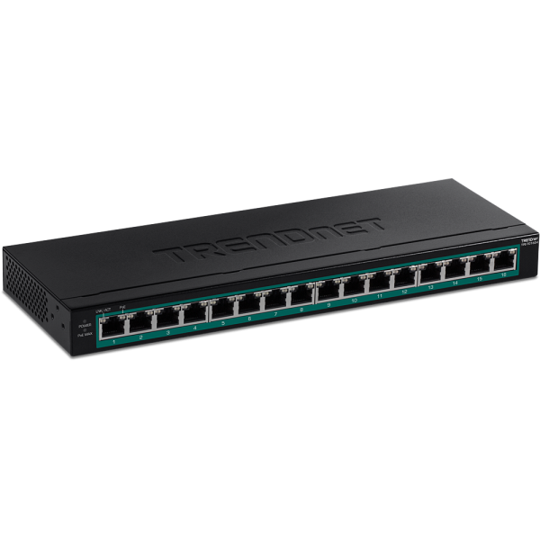 Trendnet TPE-TG160H network switch Unmanaged Gigabit Ethernet (10/100/1000) Power over Ethernet (PoE) 1U Black