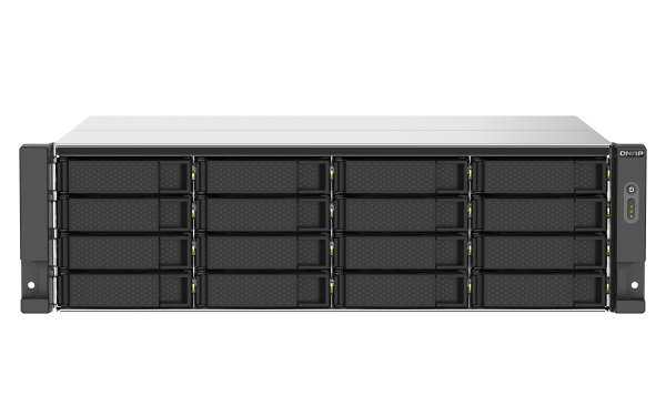 QNAP TS-1673AU-RP-16G NAS/storage server Rack (3U) Ryzen Embedded V1500B 16 GB DDR4 0 TB QNAP QTS Black, Grey