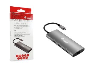 Equip USB-C 9 in 1 Multifunctional Adapter, HDMI 4K/60Hz, Gigabit LAN, USB 3.2 GEN1, SD/TF, 100W USB PD