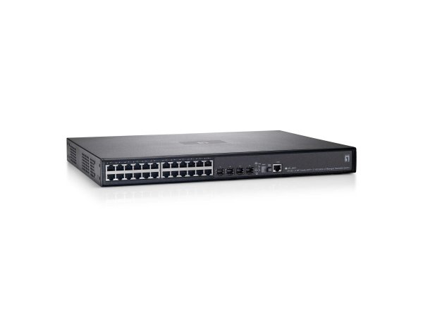 LevelOne 26-Port Stackable L3 Managed Gigabit Ethernet Switch, 4 Ports SFP/RJ45 Combo, 2 Module Slots 10-Gigabit