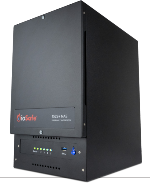 ioSafe 75402-3943-1531 ioSafe 1522+ NAS; Fireproof/Waterproof 5-bay network attached storage device; 70TB (14TBx5) 5YR DRS EU+UK 10GbE 16GB RAM