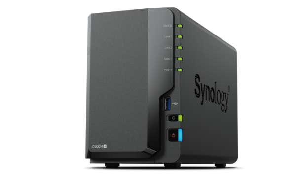 Synology DS224+ 32TB (Synology HAT33) 2 bay NAS; Intel Celeron J4125 quad-core processor; 2 GB non-ECC DDR4; 2 x 1GbE RJ-45 LAN ports and 2 x USB 3.2 Gen 1 ports