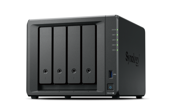 Synology DS423 64TB (Synology HAT33) 4 bay - a Secure Sharing and Syncing Safely access and share files and media from anywhere and keep friends partners or collaborators on the same page - Realtek RTD1619B 4-core (4-thread) 1.7 GHz 2 GB DDR4 2 x 1GbE RJ-