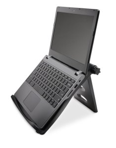 Kensington Easy Riser EQ Ideal for hybrid workers looking for a portable ergonomic solution. Composed of 50% post-consumer recycled content (PCR) ABS.