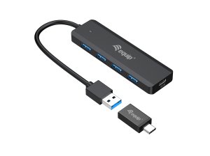 Equip 4-Port USB 3.2 Gen 1 Hub with USB-C Adapter