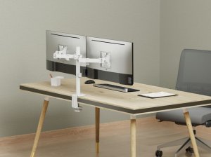 Equip 17"-32" Articulating Dual Monitor Desk Mount Bracket, White