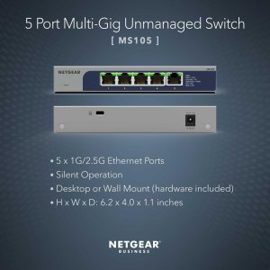 NETGEAR MS105-100EUS network switch Unmanaged 2.5G Ethernet (100/1000/2500) Power over Ethernet (PoE) 1U