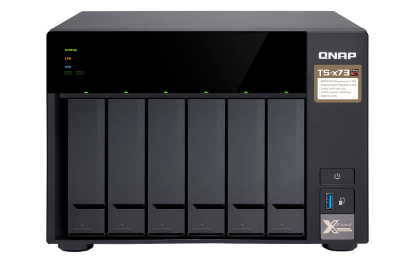 QNAP TS-673 NAS Tower AMD Embedded R-Series SoC RX-421ND 4 GB DDR4 24 TB HDD QNAP Turbo System Black