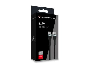 Conceptronic ETTA01B12 USB C-C PD 3.0 100W Fast Charging Cable 1.2M, 20V 5A, 480Mbps, E-Mark